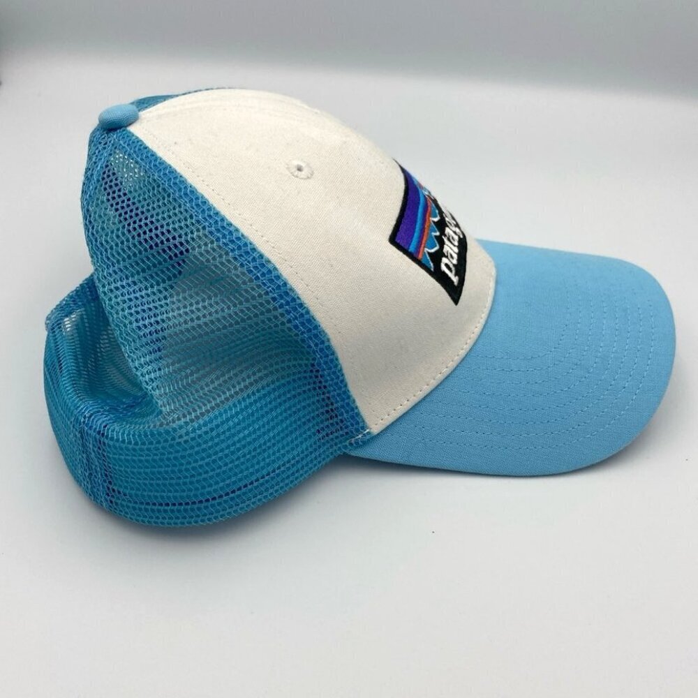Patagonia Hat Cap Snap Back Trucker Mesh Adjustable Blue White Outdoor - Picture 2 of 5